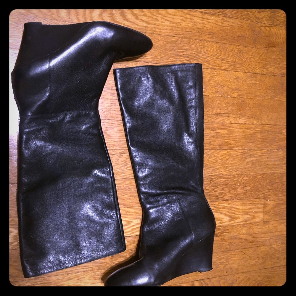Banana republic tall leather wedge boots
